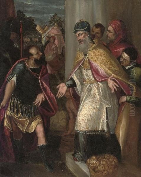 The Emperor Theodosius Refused Admission To The Church By Saint Ambrose Oil Painting by Jacopo Robusti, II Tintoretto