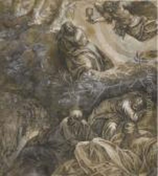 Christ In The Garden Of Gethsemane Oil Painting by Jacopo Robusti, II Tintoretto