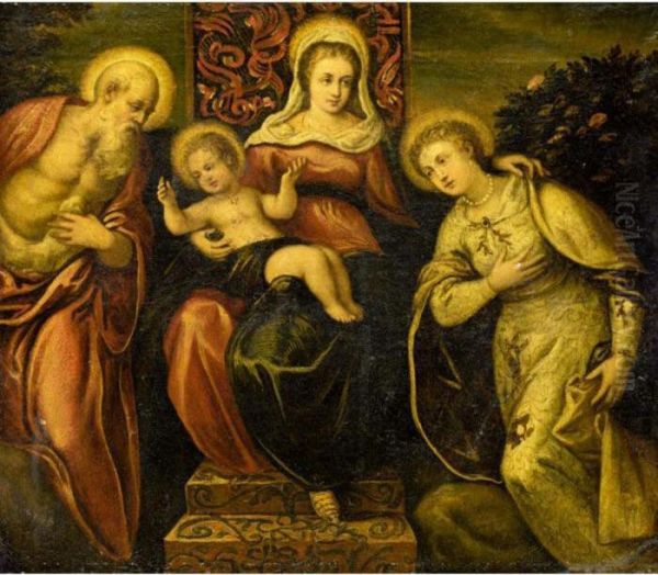 The Madonna And Child With Saint Jerome And A Female Saint Oil Painting by Jacopo Robusti, II Tintoretto