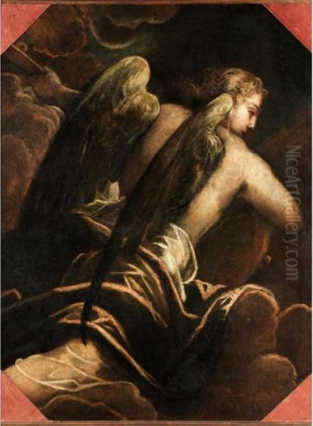 An Angel Playing A Lute Oil Painting by Jacopo Robusti, II Tintoretto