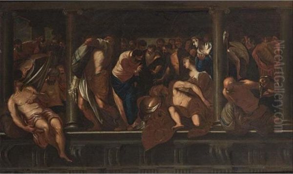 Christ Healing The Crippled Oil Painting by Jacopo Robusti, II Tintoretto