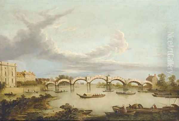 The Pagoda Bridge at Hampton Court Oil Painting by Samuel Scott