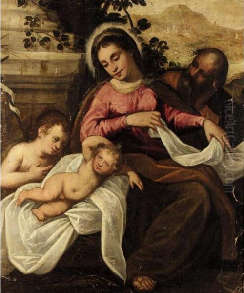 The Holy Family With The Infant Saint John The Baptist In A Landscape Oil Painting by Jacopo Robusti, II Tintoretto