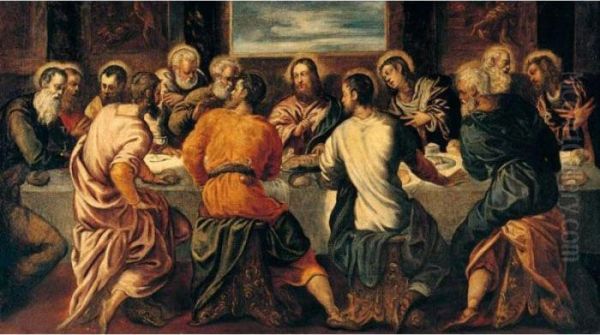 The Last Supper Oil Painting by Jacopo Robusti, II Tintoretto