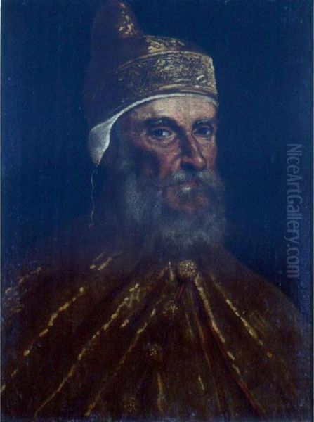 Portrait Of A Doge, Probably Doge Girolamo Priuli Oil Painting by Jacopo Robusti, II Tintoretto