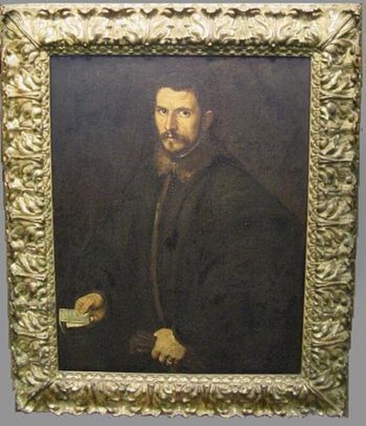 Portrait Of A Gentleman Holding A Note With Geometrical Writing Oil Painting by Jacopo Robusti, II Tintoretto