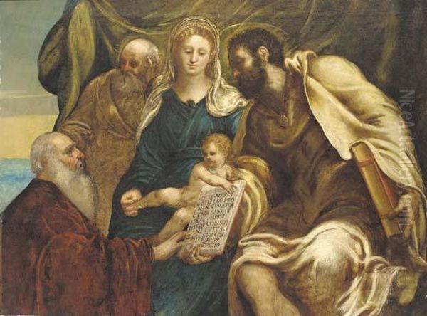 The Holy Family And The Doge Ranieri Oil Painting by Jacopo Robusti, II Tintoretto