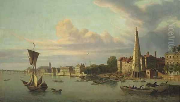 The York buildings waterworks looking towards Westminster Oil Painting by Samuel Scott