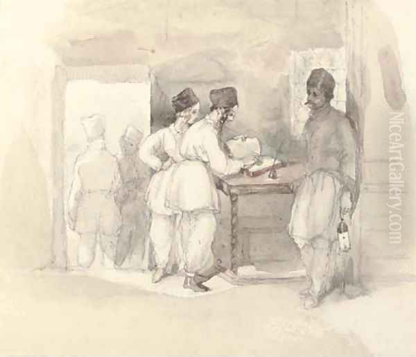 Cossacks signing the register Oil Painting by William Simpson