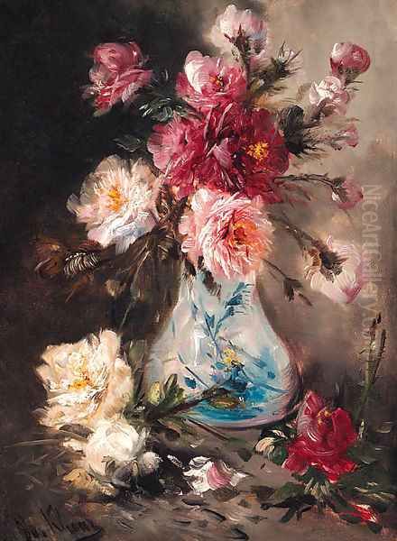 Roses in a Vase Oil Painting by Henry Schouten