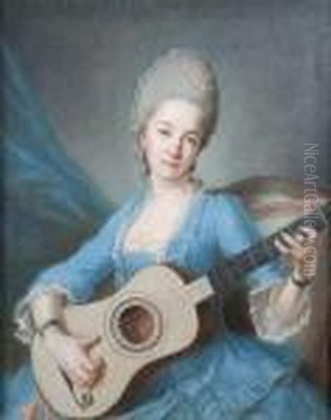 Jeune Femme A La Guitare Oil Painting by Johann Heinrich The Elder Tischbein