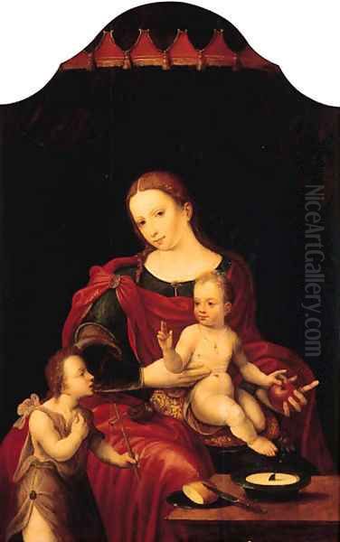 The Madonna and Child enthroned with the Infant Saint John the Baptist Oil Painting by Master Of The Prodigal Son