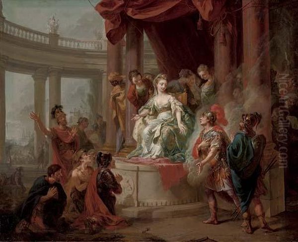 The Meeting Of Dido And Aeneas Oil Painting by Johann Heinrich The Elder Tischbein