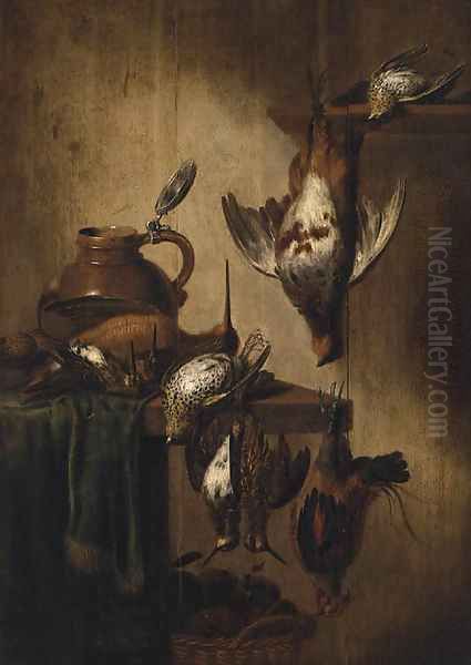 A dead Partridge, Snipe, Woodcock and other Birds Oil Painting by Petrus Schotanus