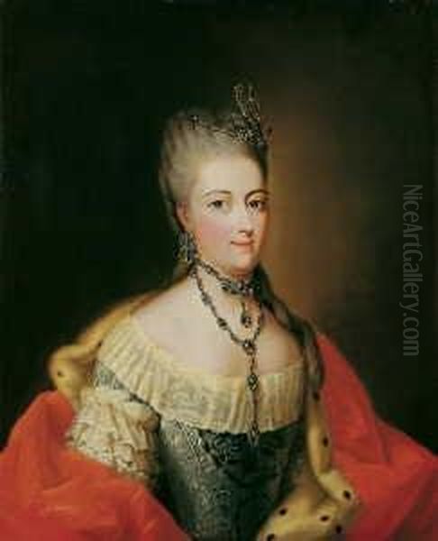 Bildnis Der Landgrafin Maria Von
 Hessen-kassel, Prinzessin Von Grosbritannien Und Irland (1723-1772). Ol
 Auf Leinwand (doubliert). H 80; B 66 Cm. Provenienz: Privatsammlung, 
Kassel. Landgrafin Maria War Die Tochter Des Englischen Konigs Georg Ii.
  Oil Painting by Johann Heinrich The Elder Tischbein