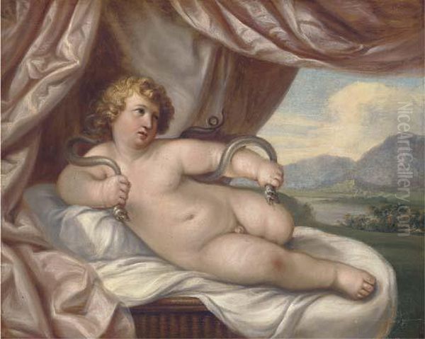 The Infant Hercules Oil Painting by Johann Heinrich The Elder Tischbein