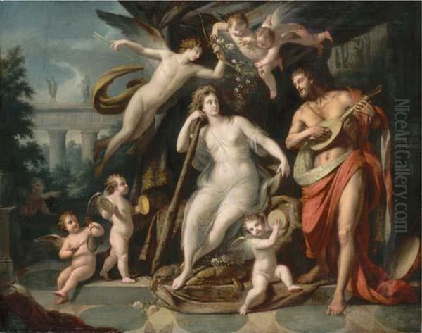 Hercules And Omphale Oil Painting by Johann Heinrich The Elder Tischbein