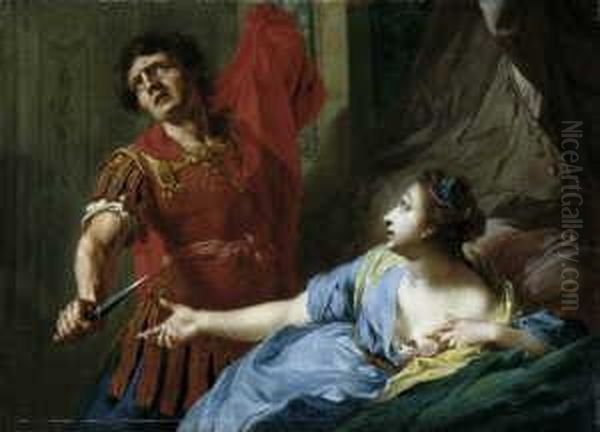 Zwei Szenen Aus Der Romischen 
Geschichte. 1. Der Sterbende Antonius Und Cleopatra. 2. Tarquinius 
Lucretia Erdolchend. Oil Painting by Johann Heinrich The Elder Tischbein