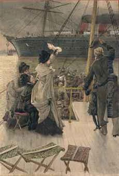 Goodbye, On The Mersey Oil Painting by James Jacques Joseph Tissot