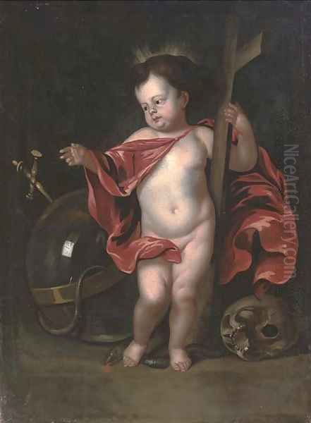 The Christ Child as Salvator Mundi Oil Painting by Cornelius I Schut