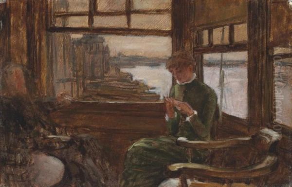 Study Of Kathleen Newton In A Thames-side Tavern Oil Painting by James Jacques Joseph Tissot