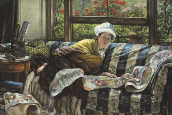 The Japanese Scroll Oil Painting by James Jacques Joseph Tissot