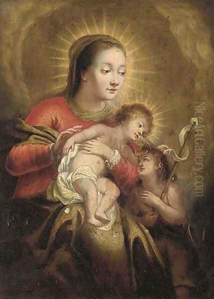 The Virgin and Child and with the Infant Saint John the Baptist Oil Painting by Cornelius I Schut