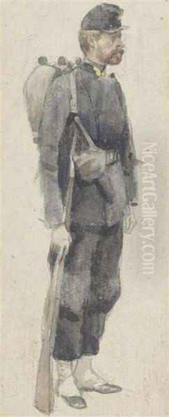 A Soldier Carrying A Rifle Oil Painting by James Jacques Joseph Tissot