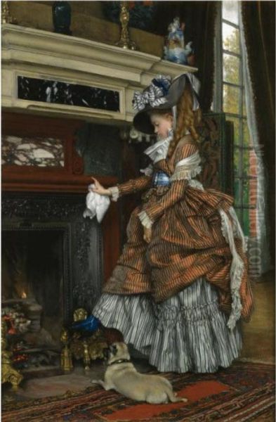 La Cheminee Oil Painting by James Jacques Joseph Tissot