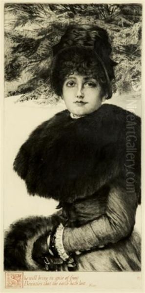 Promenade Dans La Neige Etching Anddrypoint Oil Painting by James Jacques Joseph Tissot