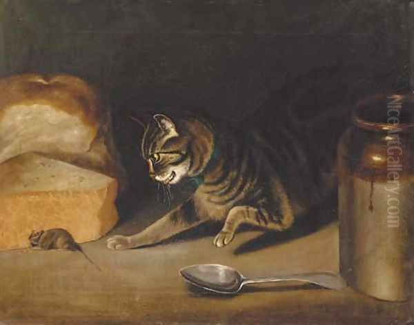 A game of cat and mouse Oil Painting by George, of Chichester Smith