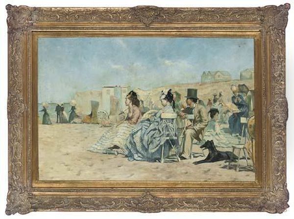 Elegance On The Beach Oil Painting by James Jacques Joseph Tissot