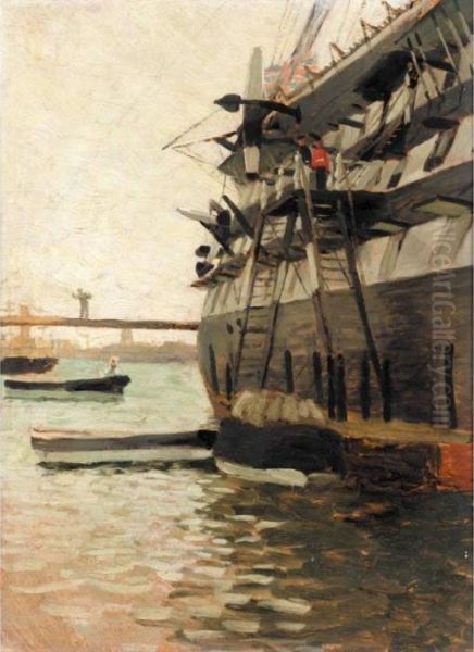 The Hull Of A Battle-ship Oil Painting by James Jacques Joseph Tissot