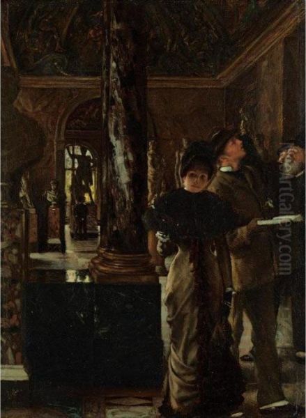 Visiteurs Etrangers Au Louvre Oil Painting by James Jacques Joseph Tissot