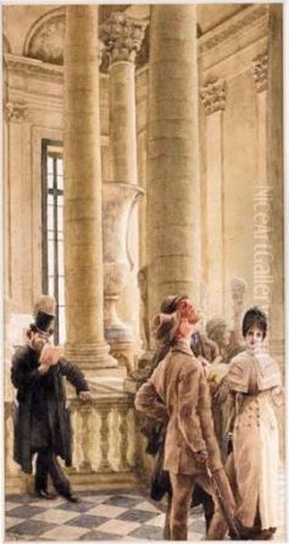 Au Louvre Oil Painting by James Jacques Joseph Tissot