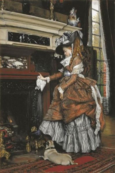 La Cheminee Oil Painting by James Jacques Joseph Tissot