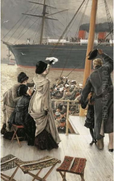 'good Bye' - On The Mersey Oil Painting by James Jacques Joseph Tissot