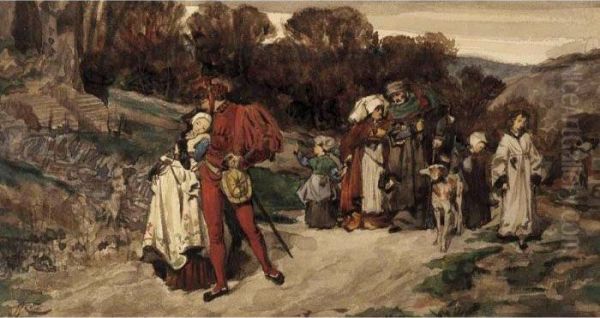 Sketch For Le Depart Du Finace Oil Painting by James Jacques Joseph Tissot