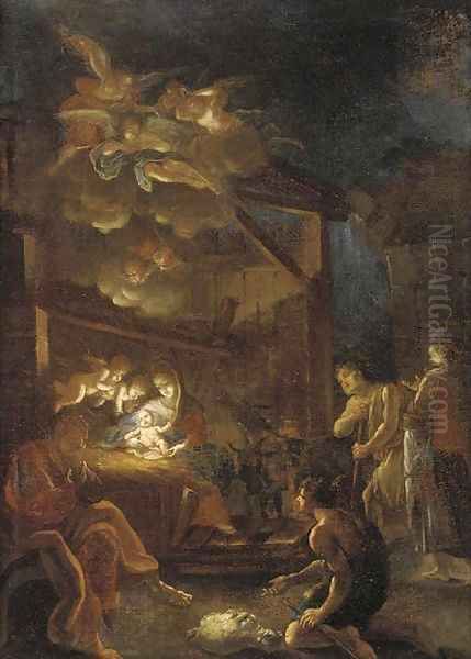 The Adoration of the Shepherds 2 Oil Painting by Ignazio Stella (see Stern Ignaz)