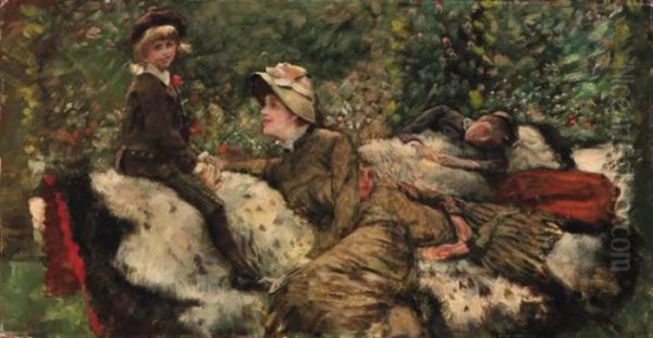 Le Banc De Jardin Oil Painting by James Jacques Joseph Tissot