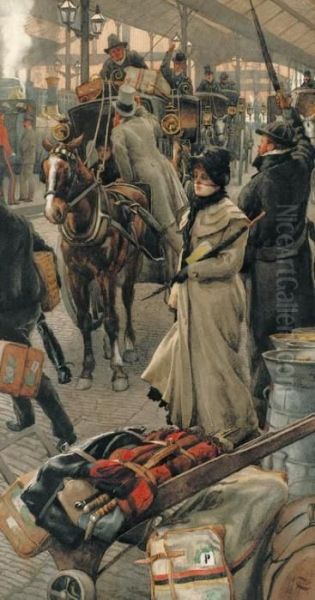 The Departure Platform, Victoria Station Oil Painting by James Jacques Joseph Tissot