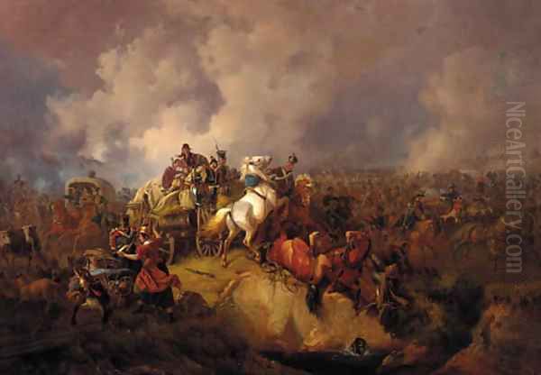 A military encampment Oil Painting by August Franz Schelver