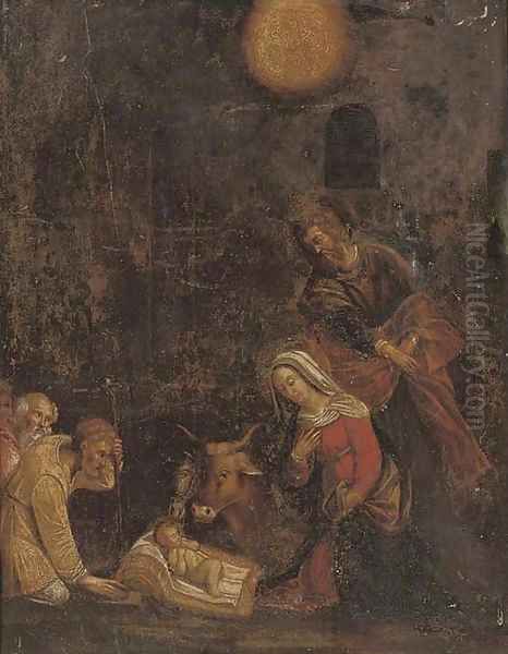 The Nativity Oil Painting by Ferrarese School