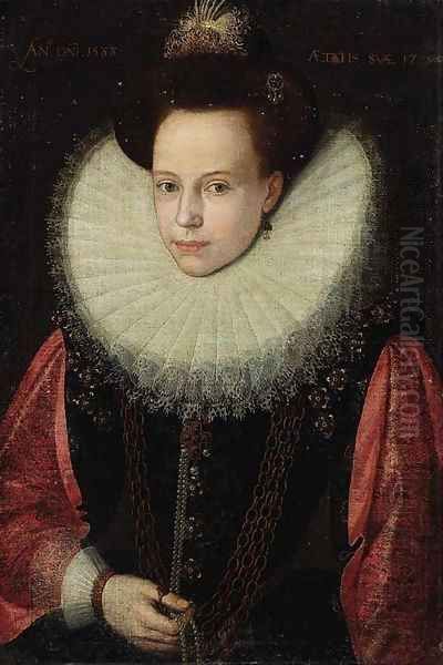 Portrait of a lady, aged 17 Oil Painting by Franco-Flemish School