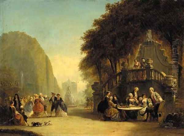 Elegant figures in a park Oil Painting by Hendrik Frans Schaefels