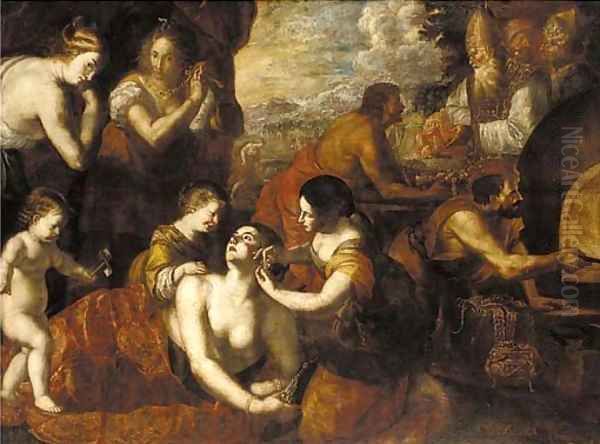 The Creation of the Golden Calf Oil Painting by Niccolo De Simone