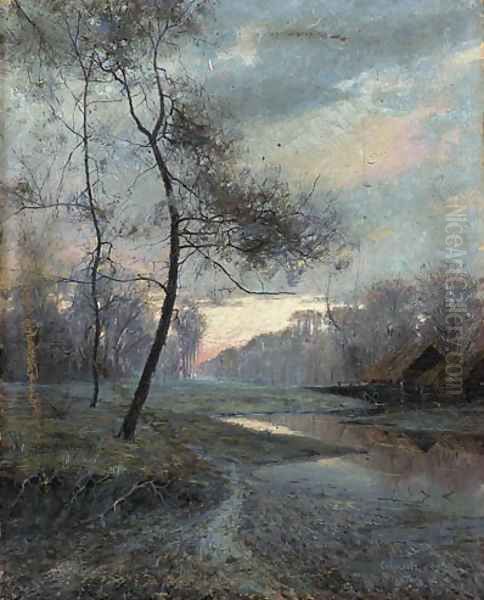 Rural Landscape at Sunset Oil Painting by Alexei Kondratyevich Savrasov