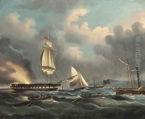 The wreck of the Ocean Monarch off Great Orme's Head, 24th August, 1848 Oil Painting by Charles Henry Seaforth