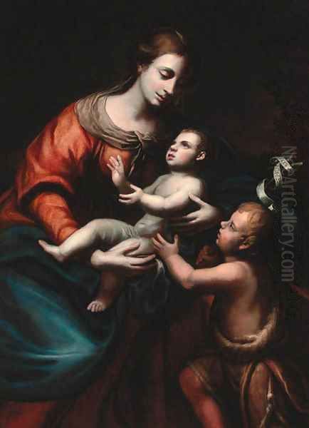 The Madonna and Child with the Infant Saint John the Baptist Oil Painting by Enea Talpino, Called Il Salmeggia