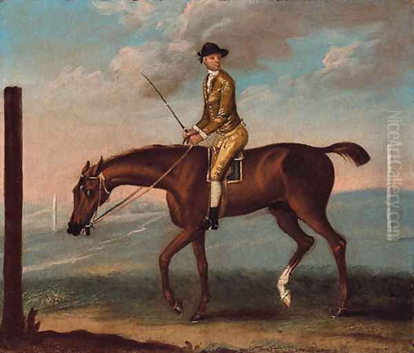 Mr. Lamego's Little Driver with jockey up, on a racecourse Oil Painting by J. Francis Sartorius